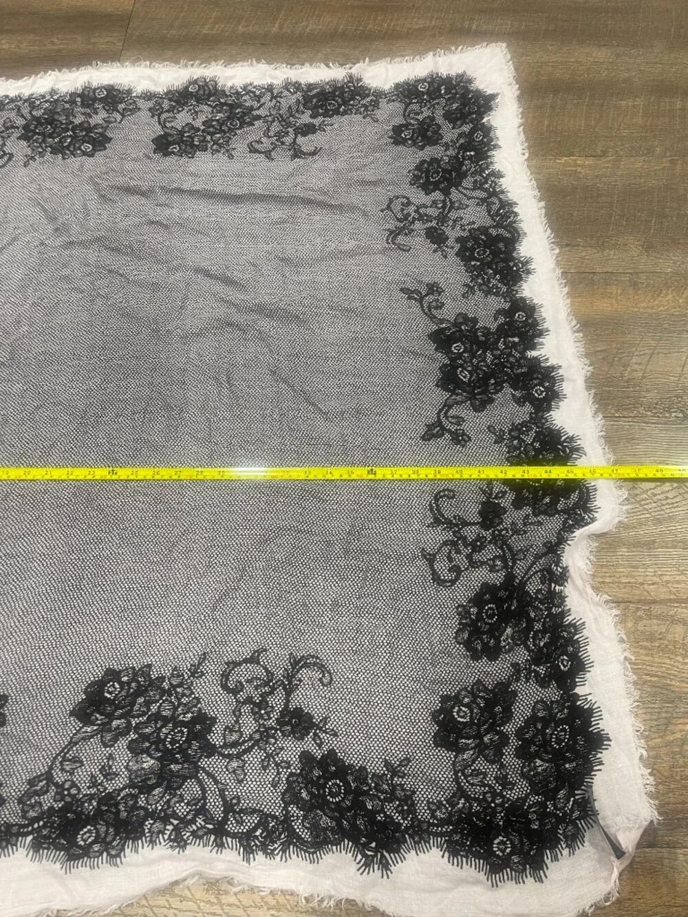 Express Oversized Black Cream Floral Lace Print Square Scarf Wrap